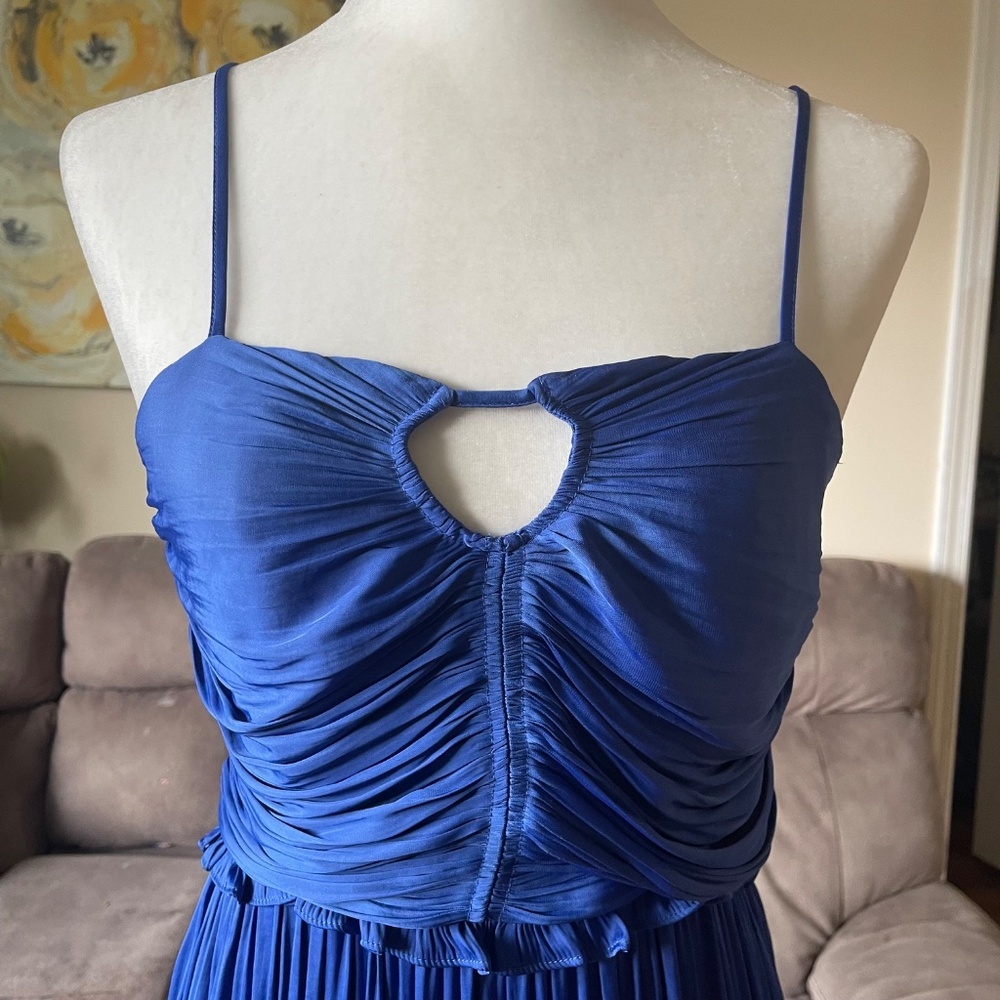 NEW House of Harlow 1960 Royal Blue Satin Ruched Cocktail Mini Dress US S - Picture 3 of 10